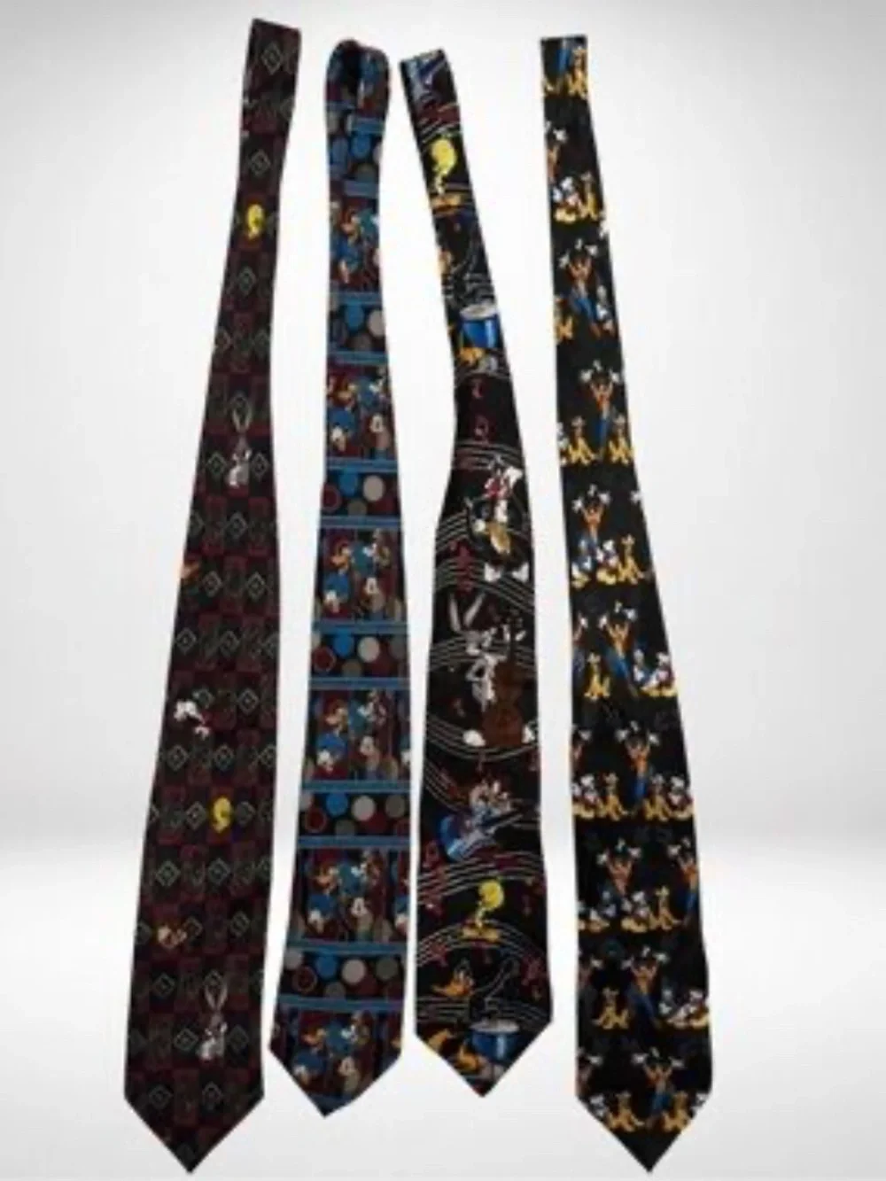 Disney Looney Tunes Vintage 90s Necktie Ties Lot Bundle Mickey Taz Bugs Goofy